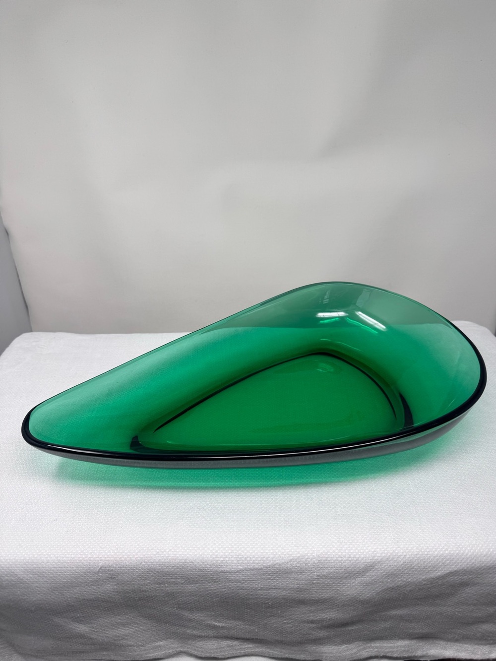 MCM Retro Emerald Green Triangular Glass Dish